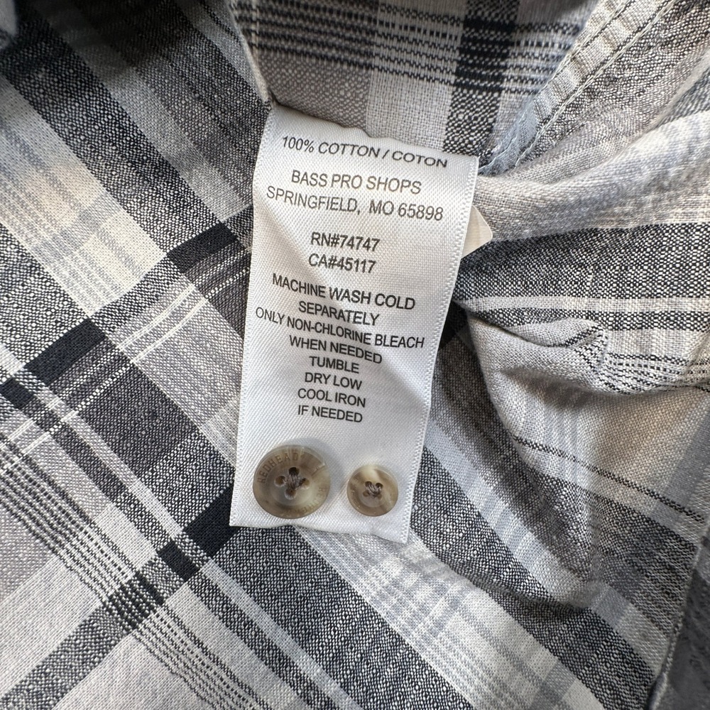 RedHead Plaid Button Up Shirt Mens Large Gray Black Long Sleeve Cotton Workwear - Picture 8 of 9